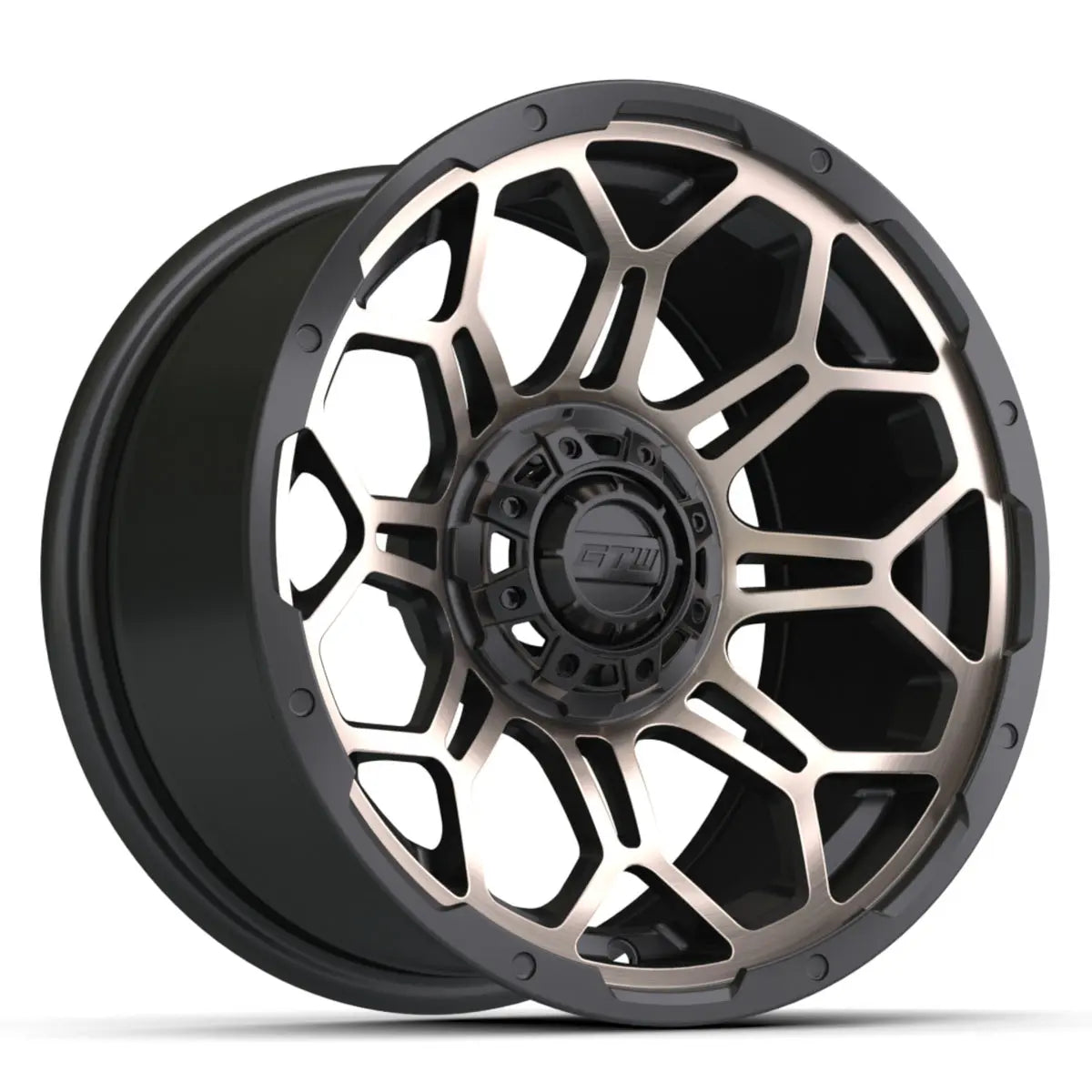 14" GTW Bravo Matte Bronze Wheels with Low Profile Golf Cart Tire