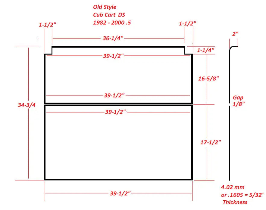 Club Car DS Old Style Windshield Dimensions