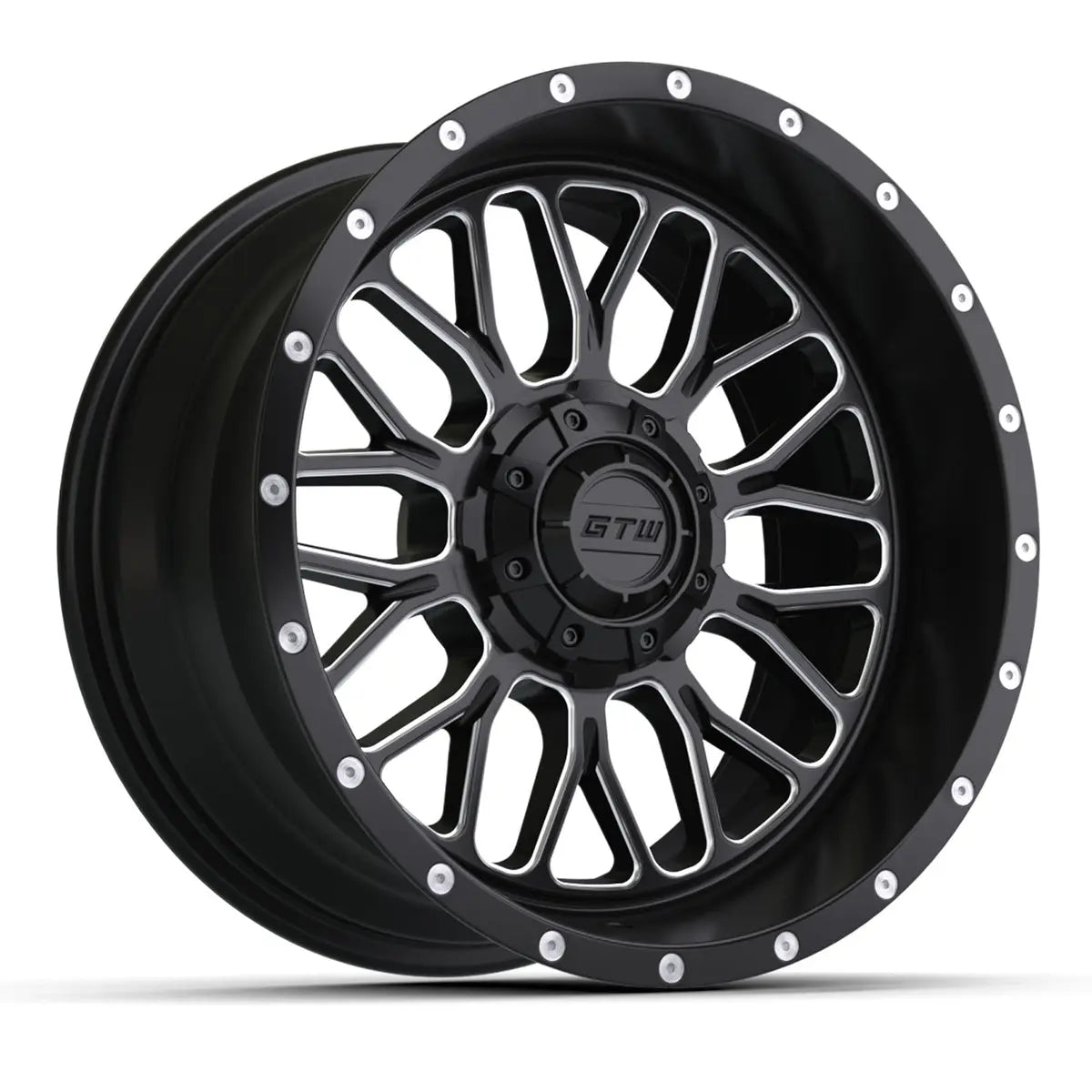 14" GTW Helix Machined Black Wheels with Low Profile Golf Cart Tire