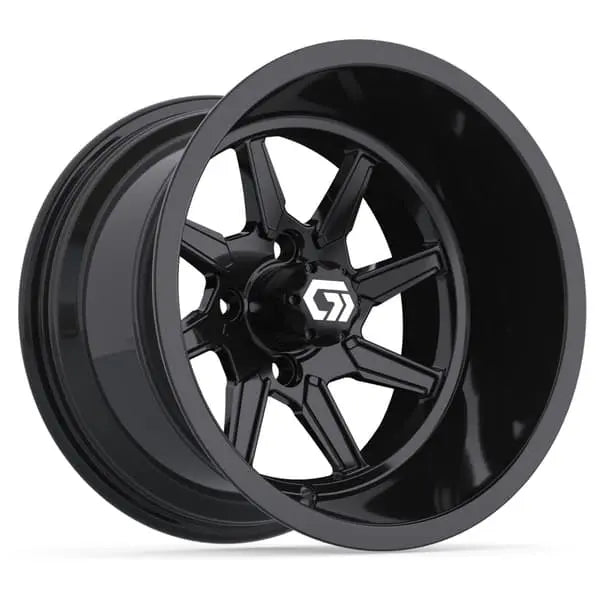 14" GTW Reaper Wide Gloss Black Wheels with Lifted Golf Cart Tire