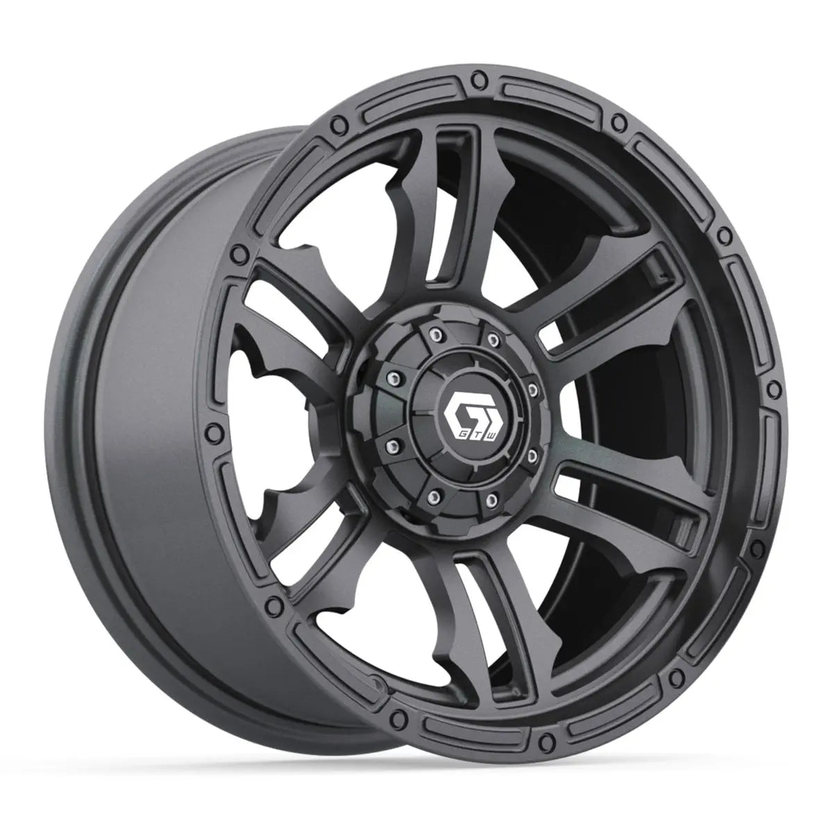 14" GTW Shogun Gloss Gunmetal Wheels with Low Profile Golf Cart Tire