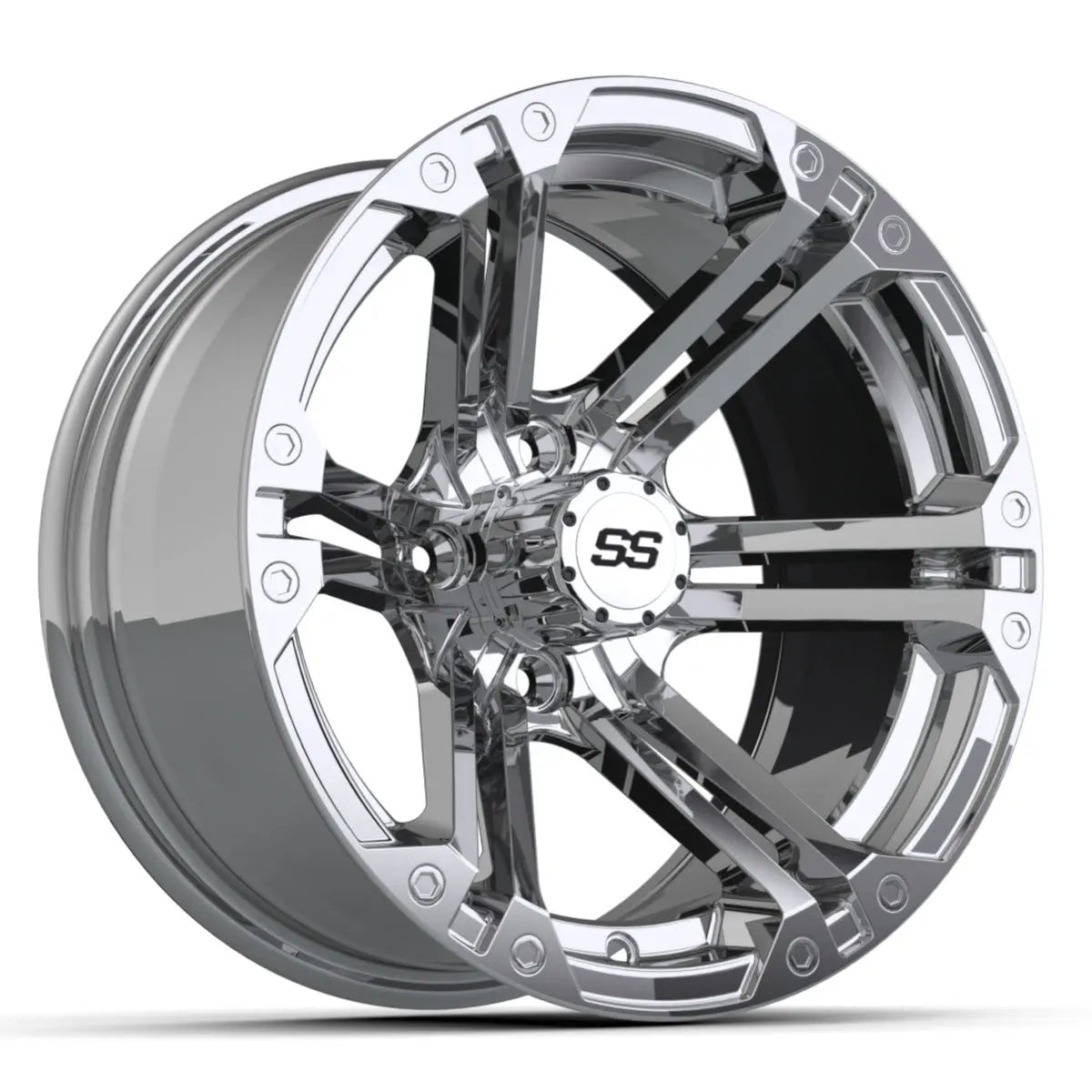 14" GTW Specter Chrome Wheels with Low Profile Golf Cart Tire