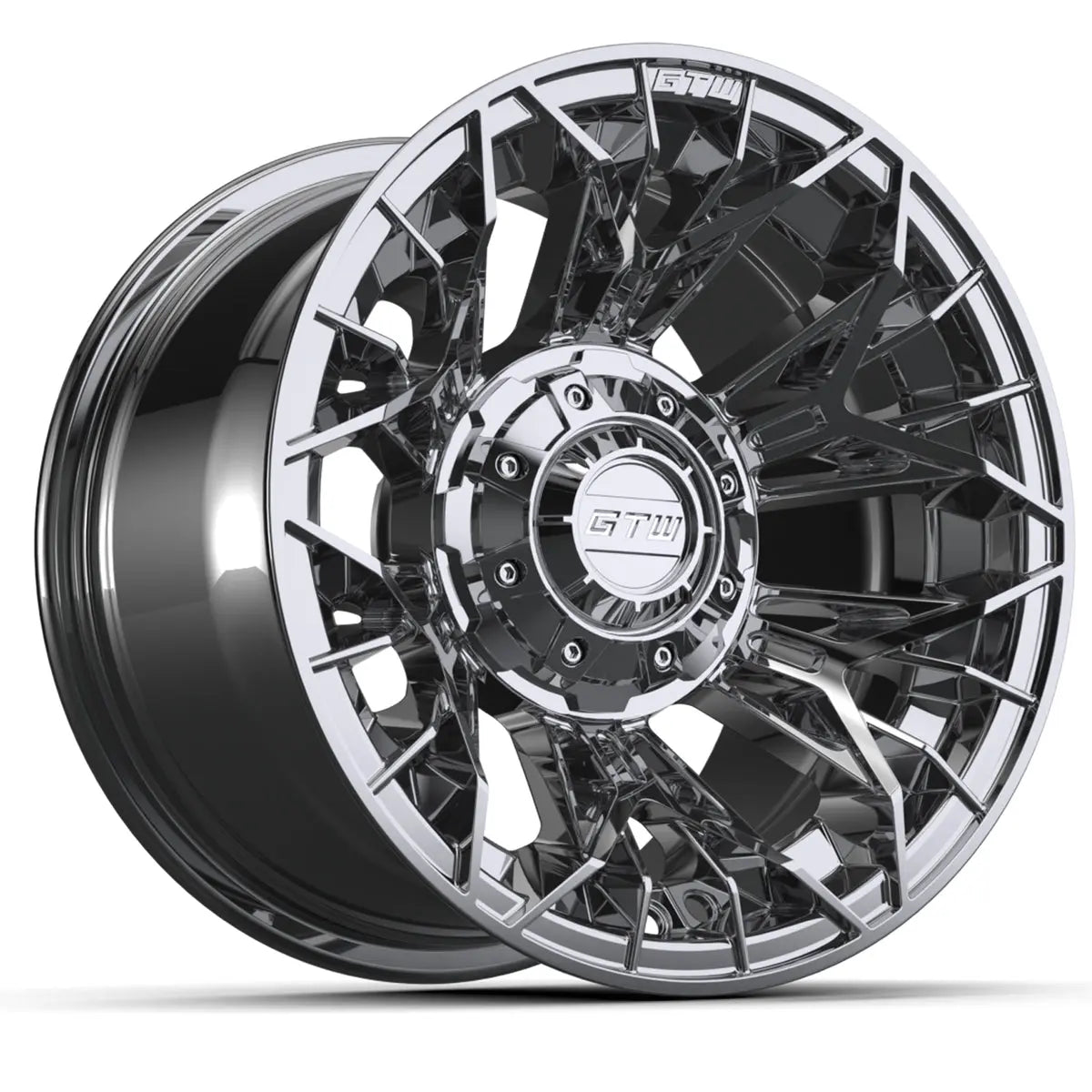 14" GTW Shogun Chrome Wheels with Low Profile Golf Cart Tire