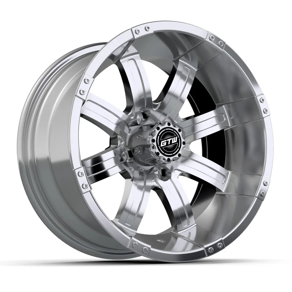 14" GTW Tempest Chrome Wheels with Low Profile Golf Cart Tire