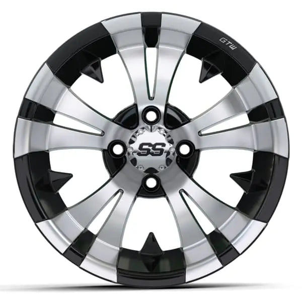 14" GTW Vampire Machined Black Wheels with Low Profile Golf Cart Tire
