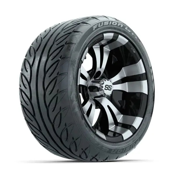 225/45-R14 GTW Fusion GTR Street Tire mounted on 14x7 Vampire Machined and Black Wheel