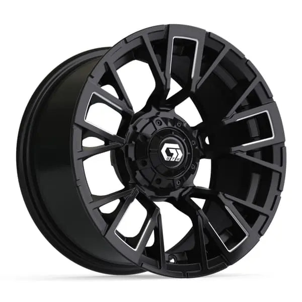 14" GTW Vandal Machined Black Wheels with Low Profile Golf Cart Tire