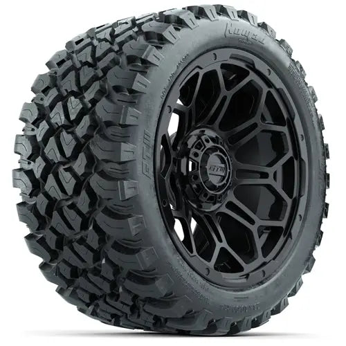14" GTW Bravo Matte Black Wheels with Lifted Golf Cart Tire GTW