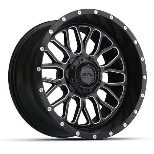 14" GTW Helix Machined Black Wheels with Lifted Golf Cart Tire GTW
