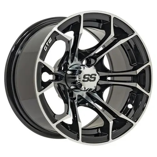 14" GTW Spyder Machined & Black Wheels with Lifted Golf Cart Tire GTW