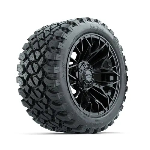 14" GTW Stellar Matte Black Wheels with Lifted Golf Cart Tire GTW