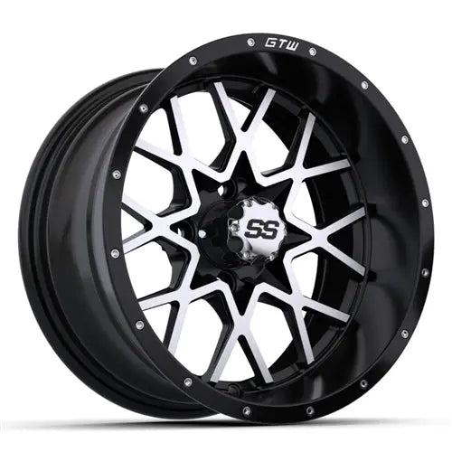14x7 GTW Vortex Machined and Black Wheel Angle View