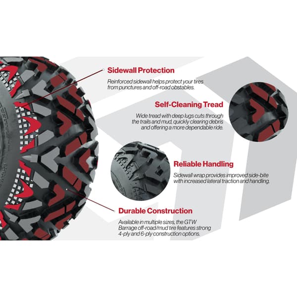 25x10-12 GTW Barrage Mud Tire