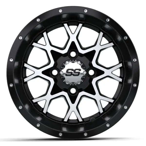 14x7 Vortex Machined and Black Wheel Face View