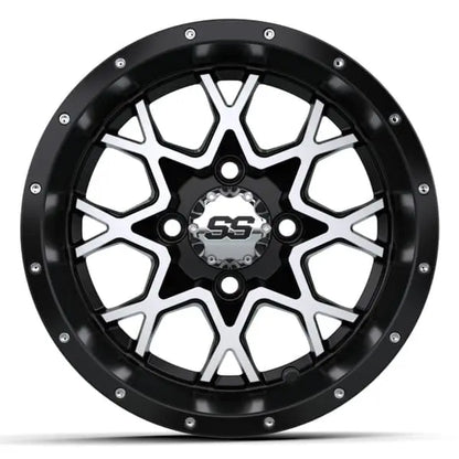 14x7 Vortex Machined and Black Wheel Face View
