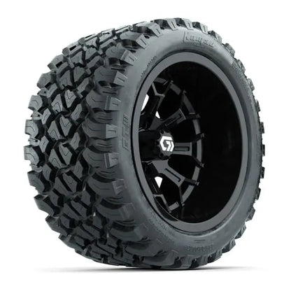 14" GTW Assault Wide Gloss Black Wheels with Lifted Golf Cart Tire
