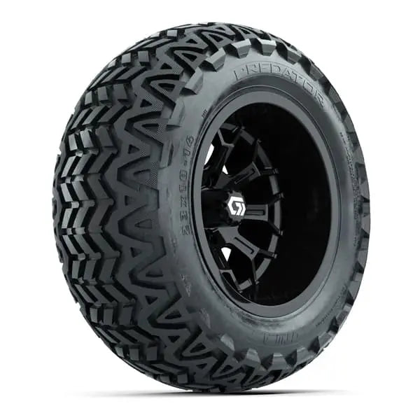 14" GTW Assault Wide Gloss Black Wheels with Lifted Golf Cart Tire