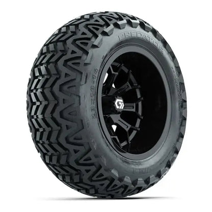 14" GTW Assault Wide Gloss Black Wheels with Lifted Golf Cart Tire