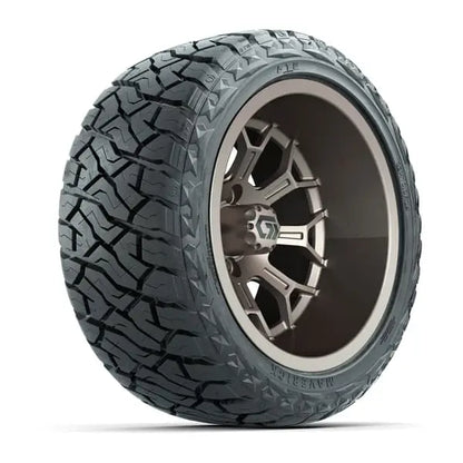 14" GTW Assault Wide Matte Bronze Wheels with Lifted Golf Cart Tire