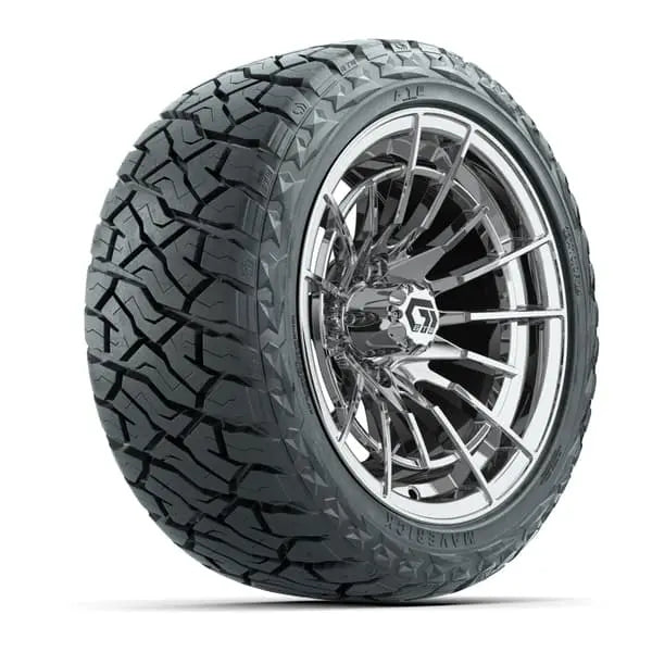 14" GTW Boost Chrome Wheels with Lifted Golf Cart Tire