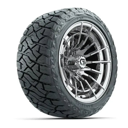 14" GTW Boost Chrome Wheels with Lifted Golf Cart Tire
