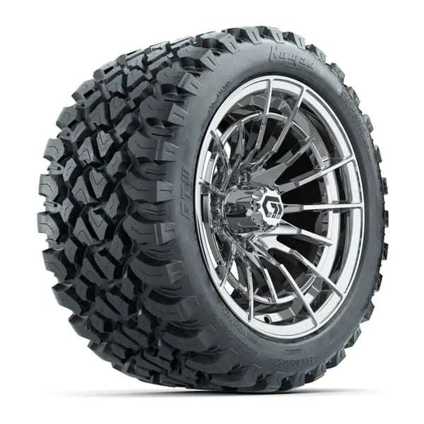 14" GTW Boost Chrome Wheels with Lifted Golf Cart Tire