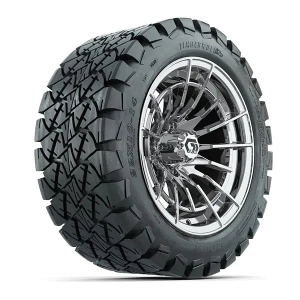 14" GTW Boost Chrome Wheels with Lifted Golf Cart Tire