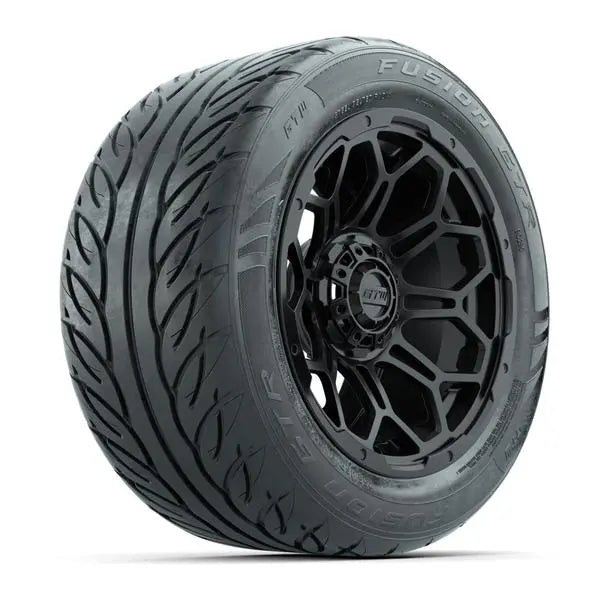 255/45-R14 GTW Fusion GTR Street Tire mounted on 14x7 Bravo Matte Black Wheel