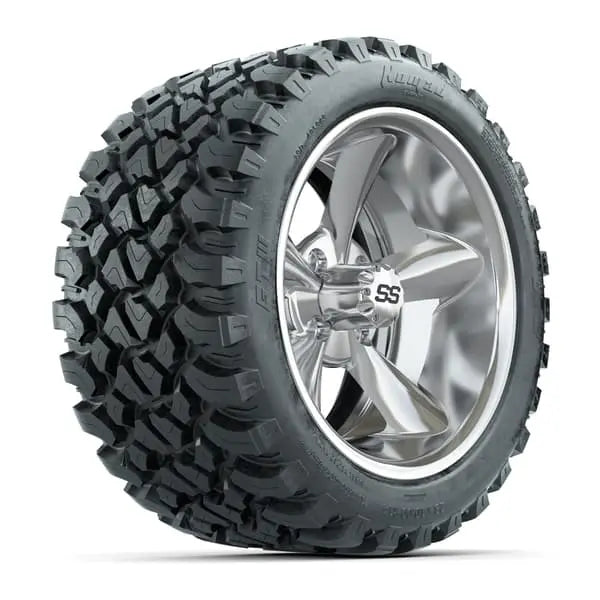 23x10 R14 Nomad Radial All Terrain Tire mounted on 14x7 Godfather Chrome Wheel