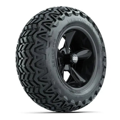 14" GTW Godfather Gloss Black Wheels with Lifted Golf Cart Tire