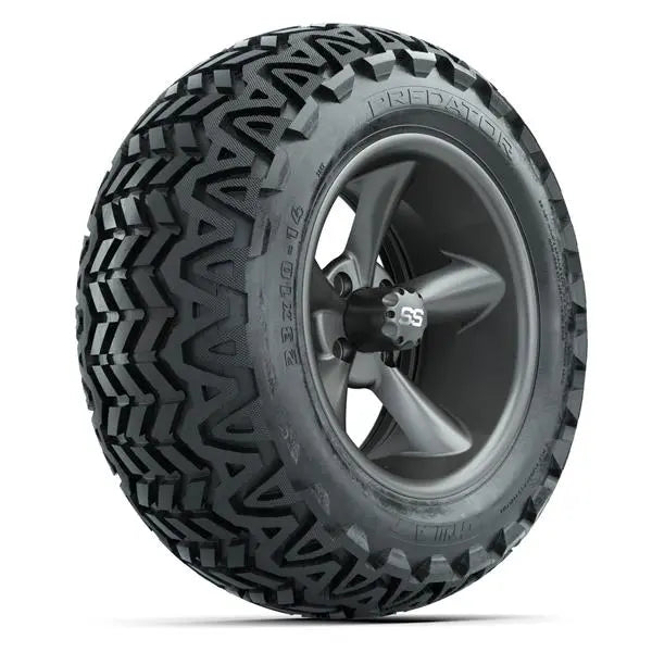 23x10-14 GTW Predator All Terrain Tire mounted on 14x7 Godfather Matte Grey Wheel