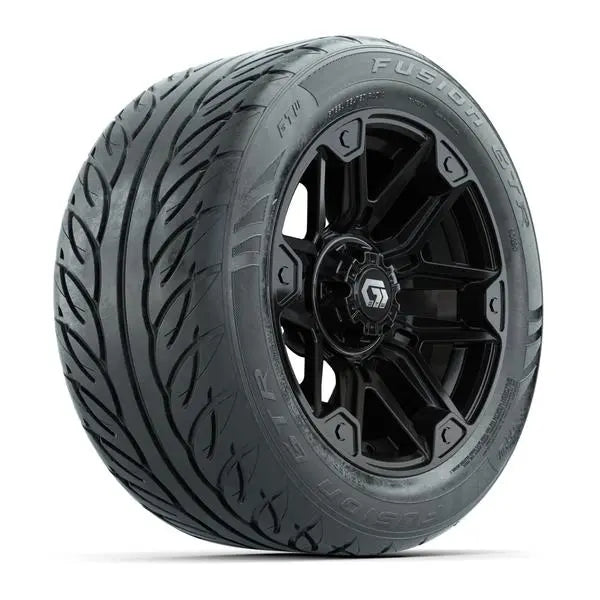 255/45-R14 GTW Fusion GTR Street Tire mounted on 14x7 Graffiti Gloss Black Wheel 