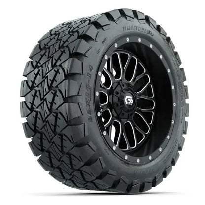 22x10-14 GTW Timberwolf All Terrain Tire mounted on 14x7 Helix Machined and Black Wheel