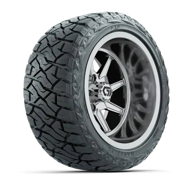 14" GTW Reaper Wide Chrome Wheels with Lifted Golf Cart Tire