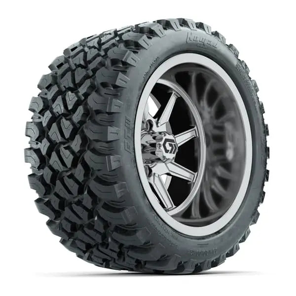 14" GTW Reaper Wide Chrome Wheels with Lifted Golf Cart Tire