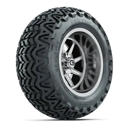 14" GTW Reaper Wide Chrome Wheels with Lifted Golf Cart Tire