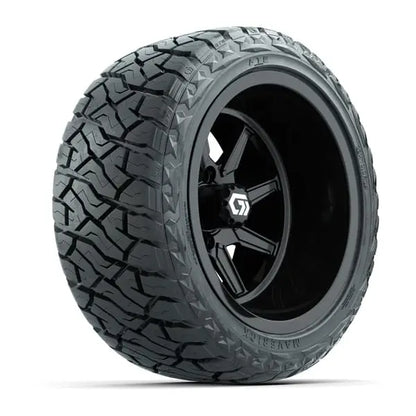 14" GTW Reaper Wide Gloss Black Wheels with Lifted Golf Cart Tire