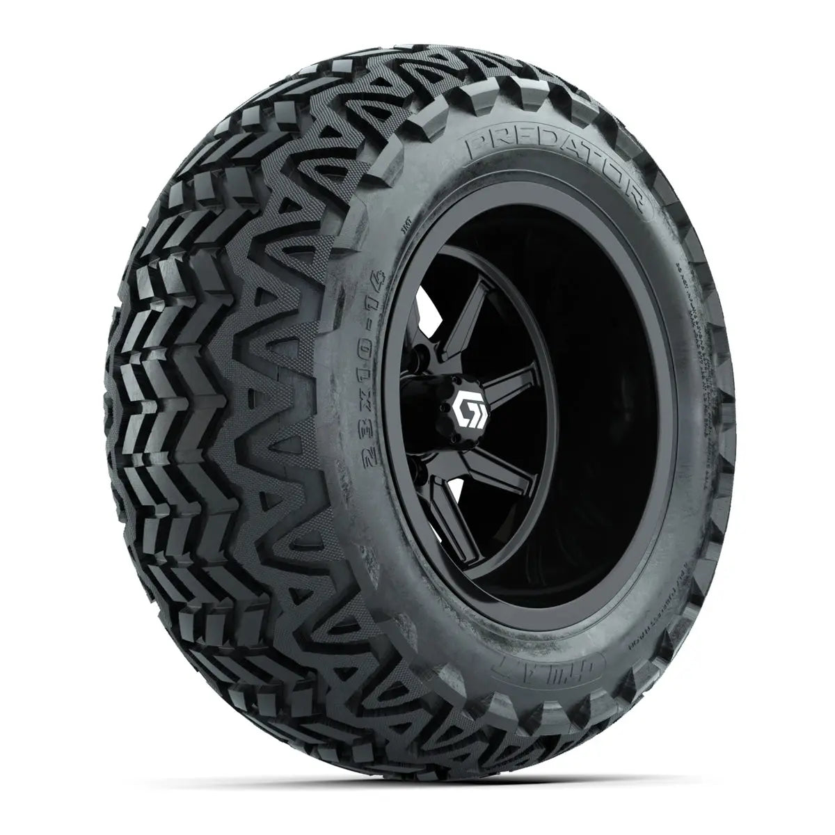 14" GTW Reaper Wide Gloss Black Wheels with Lifted Golf Cart Tire