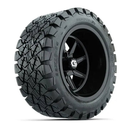 14" GTW Reaper Wide Gloss Black Wheels with Lifted Golf Cart Tire