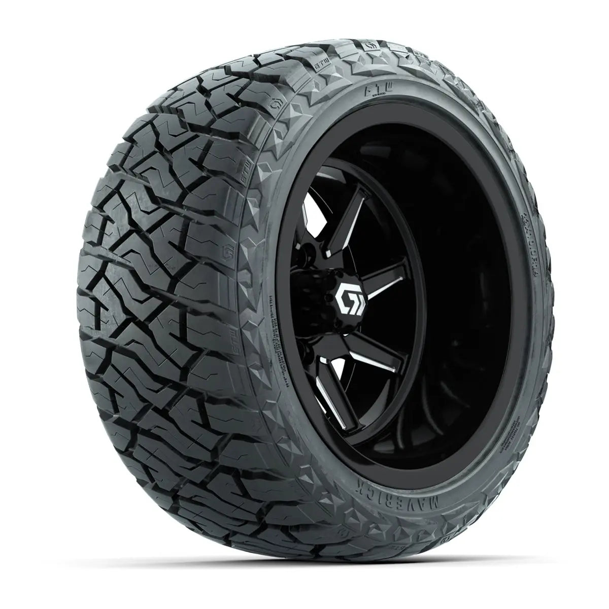 14" GTW Reaper Wide Machined Black Wheels with Lifted Golf Cart Tire