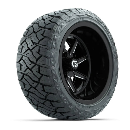 14" GTW Reaper Wide Machined Black Wheels with Lifted Golf Cart Tire