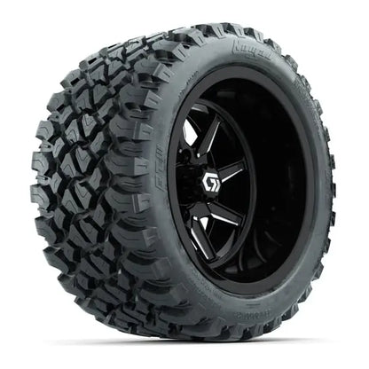 14" GTW Reaper Wide Machined Black Wheels with Lifted Golf Cart Tire