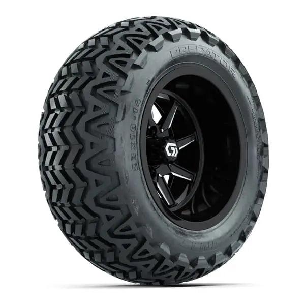 14" GTW Reaper Wide Machined Black Wheels with Lifted Golf Cart Tire