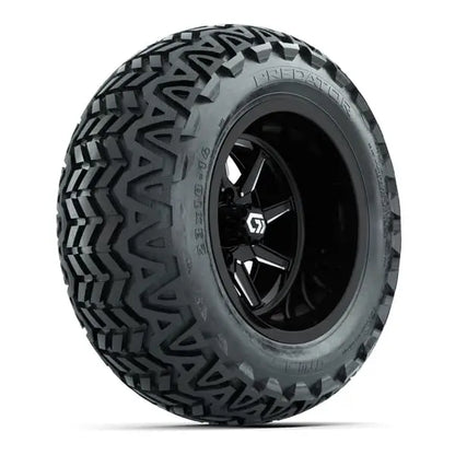 14" GTW Reaper Wide Machined Black Wheels with Lifted Golf Cart Tire