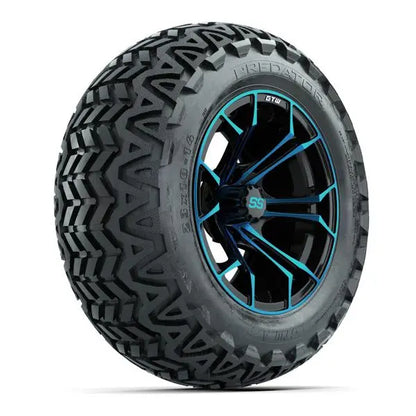 23x10-14 GTW Predator All Terrain Tire mounted on 14x7 Spyder Blue and Black Wheel