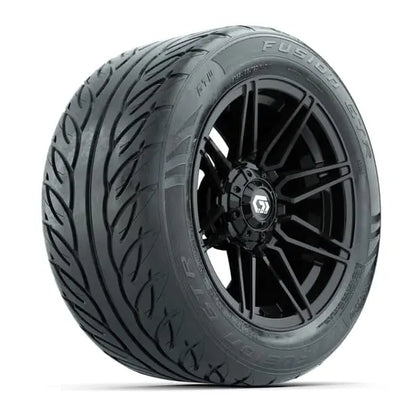 255/45 R14 Fusion GTR Street Tire mounted on 14x7 Stealth Gloss Black Wheel