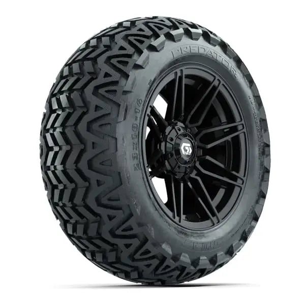 23x10 14" Predator All Terrain Tire mounted on 14x7 Stealth Gloss Black Wheel