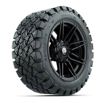 22x10 14" Timberwolf All Terrain Tire mounted on 14x7 Stealth Gloss Black Wheel