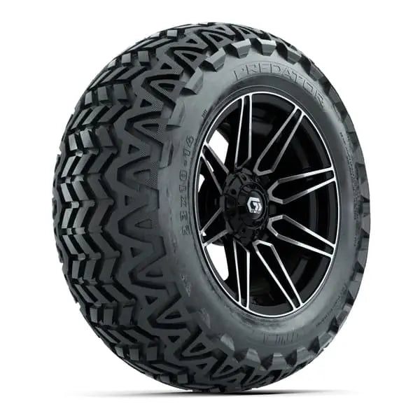 23x10 14" Predator All Terrain Tire mounted on 14x7 Stealth Machined and Black Wheel