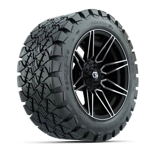 22x10 14" Timberwolf All Terrain Tire mounted on 14x7 Stealth Machined and Black Wheel